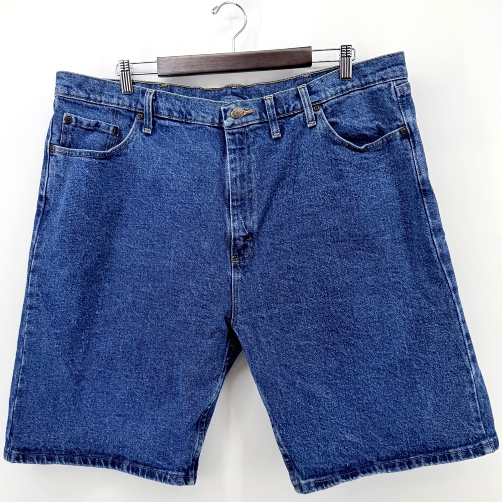 Wrangler Denim Shorts Mens 42 Blue Excellent Premium Quality Stretch 112314873